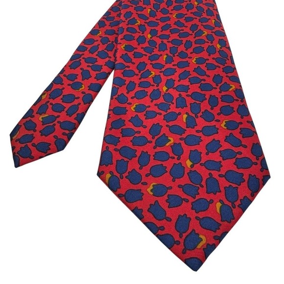 Yves Saint Laurent Other - YVES SAINT LAURENT Red Blue Tulip 100% Silk Tie Made in Italy 55.5"-3.75"